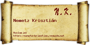Nemetz Krisztián névjegykártya